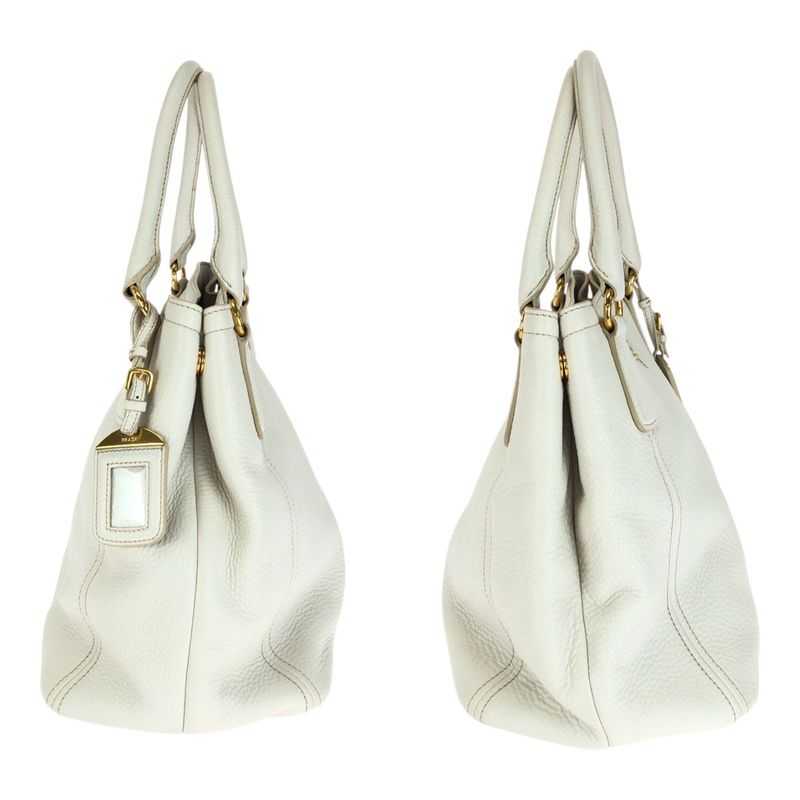Prada Vittero Dino White Gold Hardware Leather Bn2534 Tote Handbag — view 8