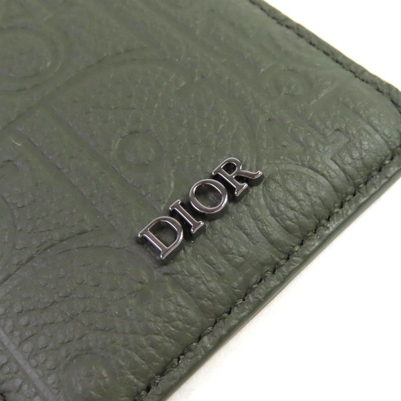 Christian Dior 2 flg Saddle Logo Magnet Gravity Leather Card Holder Case — view 7
