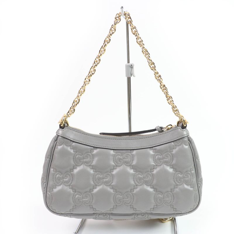Gucci GG Matelasse Leather 2-Way Shoulder Bag Grey Storage — view 3
