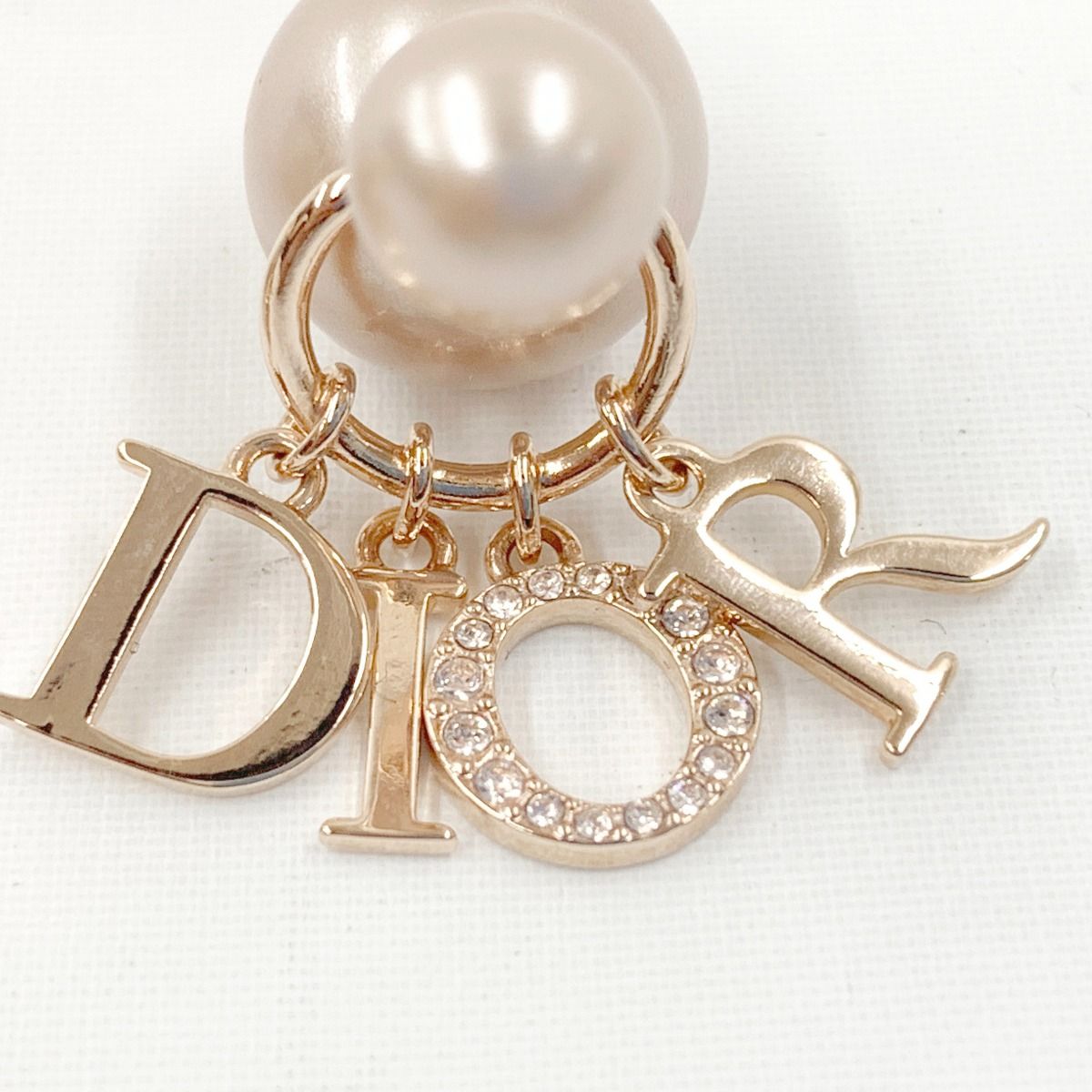 Christian Dior Tribal Rhinestone Logo Earrings Pink — view 4