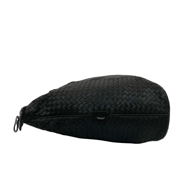 Bottega Veneta Intrecciato Leather Handbag Boston Bag Black — view 6