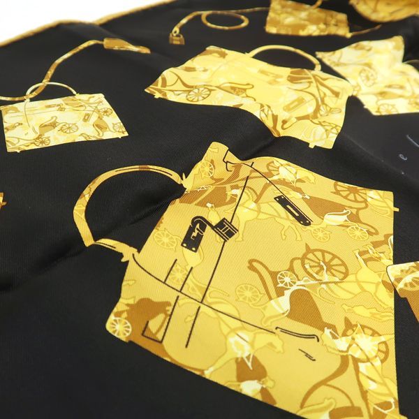 Hermes Kelly En Caleche 70 Kelly's Carriage Black Yellow Silk — view 4