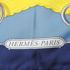 Hermes Scarf Carre 90 Silk Multicolor Ice Blue Yellow LIFT Profile — view 5