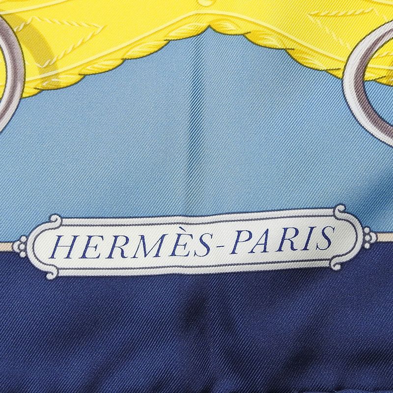 Hermes Scarf Carre 90 Silk Multicolor Ice Blue Yellow LIFT Profile — view 5
