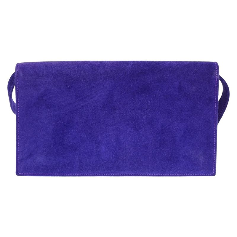 Hermes Vintage Dobris Shoulder Clutch Bag Purple 0 Suede 0058 — view 3