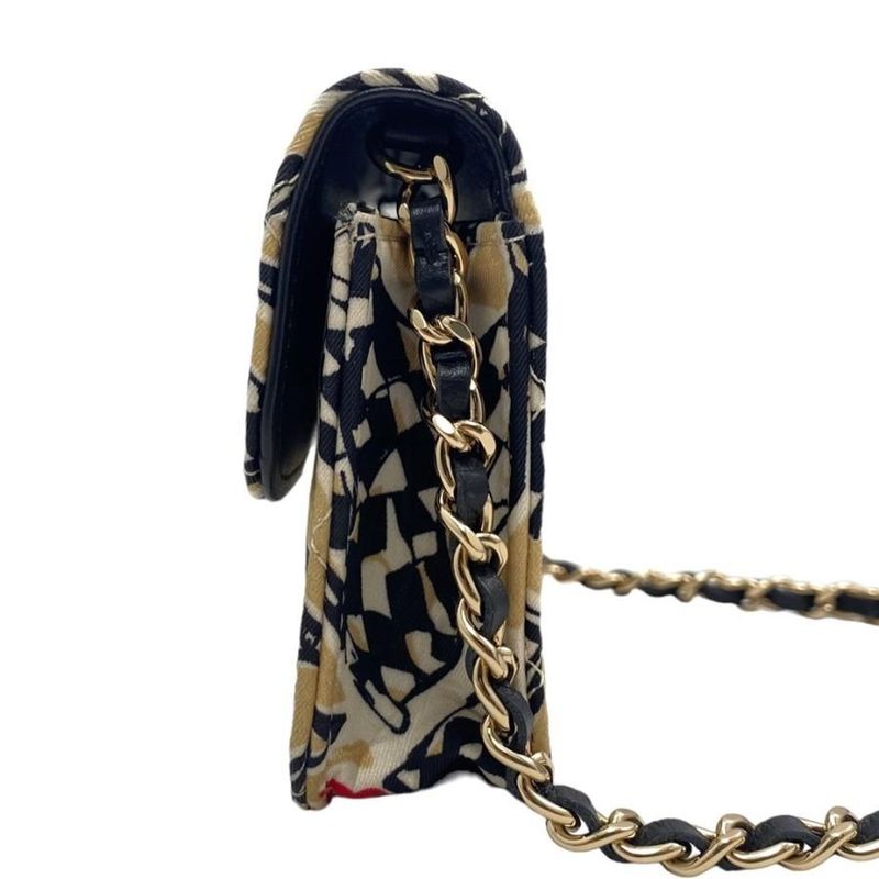Chanel Mini Chain Shoulder Year End Checkered Flag Black Beige — view 6