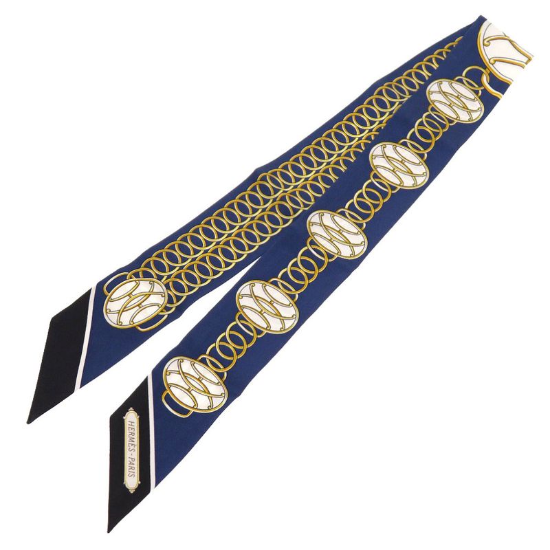 Hermes Lift Profile Scarf Silk Navy Blue 0129 — view 2