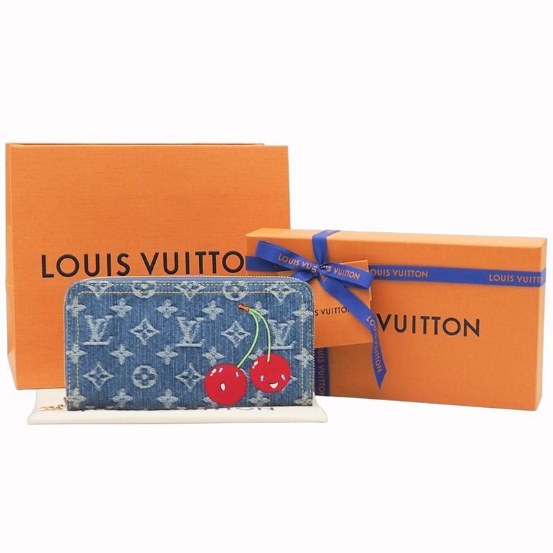 Louis Vuitton Tm Zippy Wallet Monogram Cherry Denim Cotton — view 8