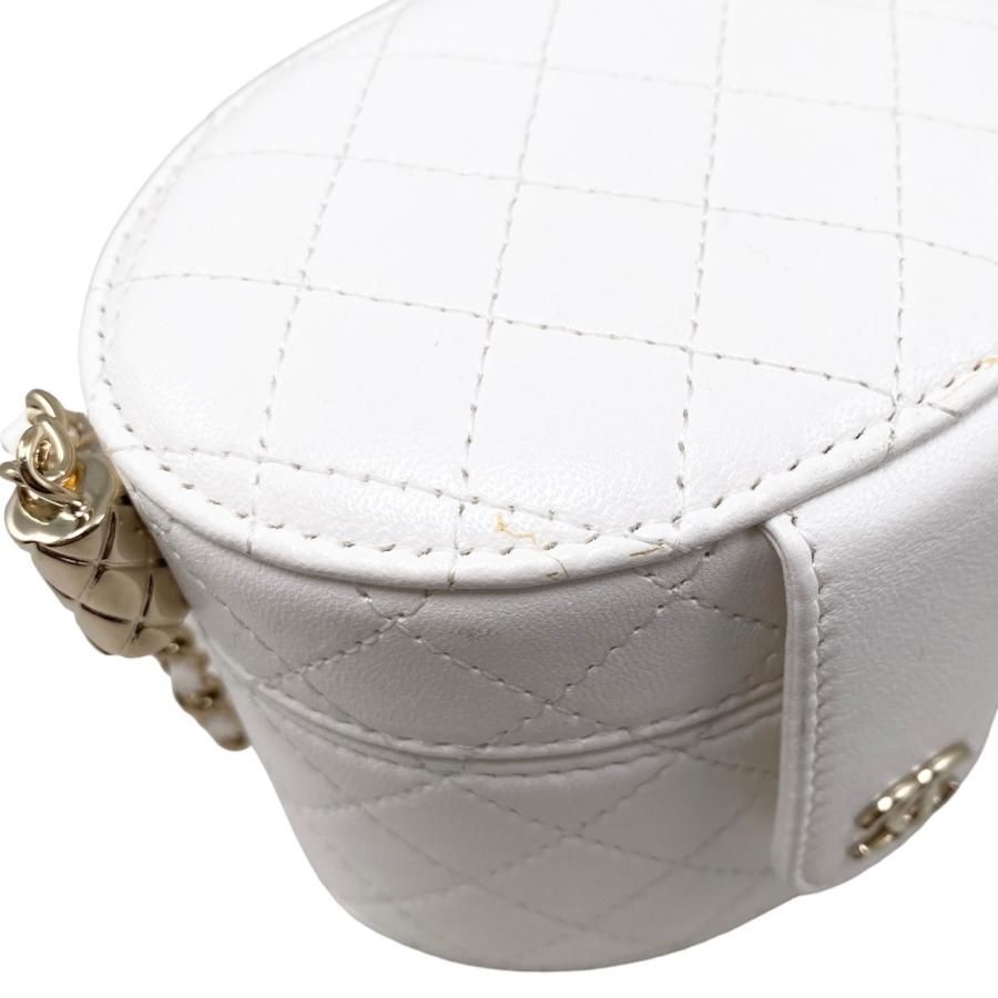 Chanel Shoulder Bag Vanity Mini Quilted Lambskin Chain White — view 7