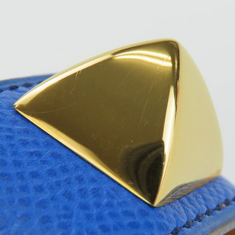Hermes Bracelet Medor Leather Metal Blue Gold Hardware Accessories Small — view 7