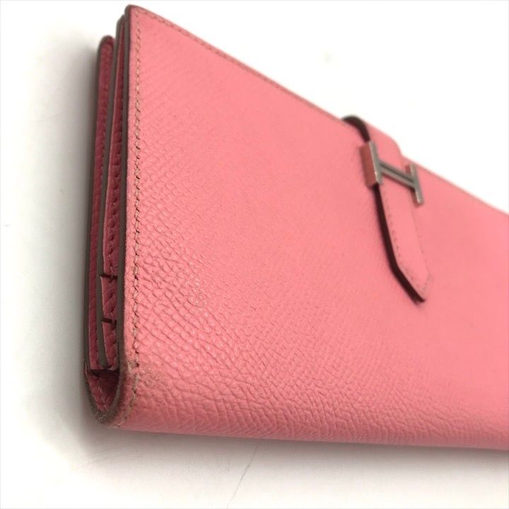 Hermes Bearn Souffle Bifold Depth Wallet Silver Shikaku Pink — view 5