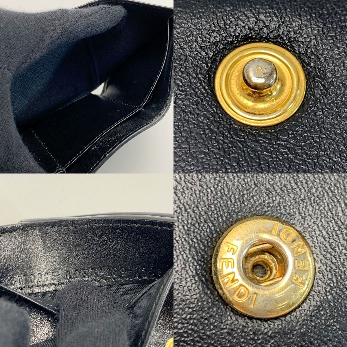 Fendi F's Compact Leather Black Trifold Wallet — view 4