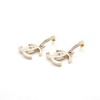 Chanel Earrings Gold Coco Mark Rhinestone Half Hoop — view 3