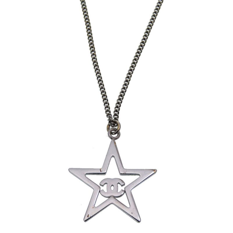 Chanel Coco Mark Star Stone Silver B17 Necklace Accessories 0242 — view 4