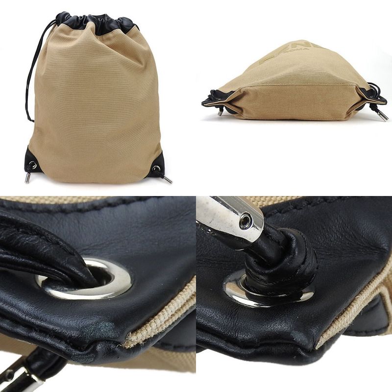 Fendi Backpack 7 Vz057 Canvas Leather Beige Black Going Out — view 3