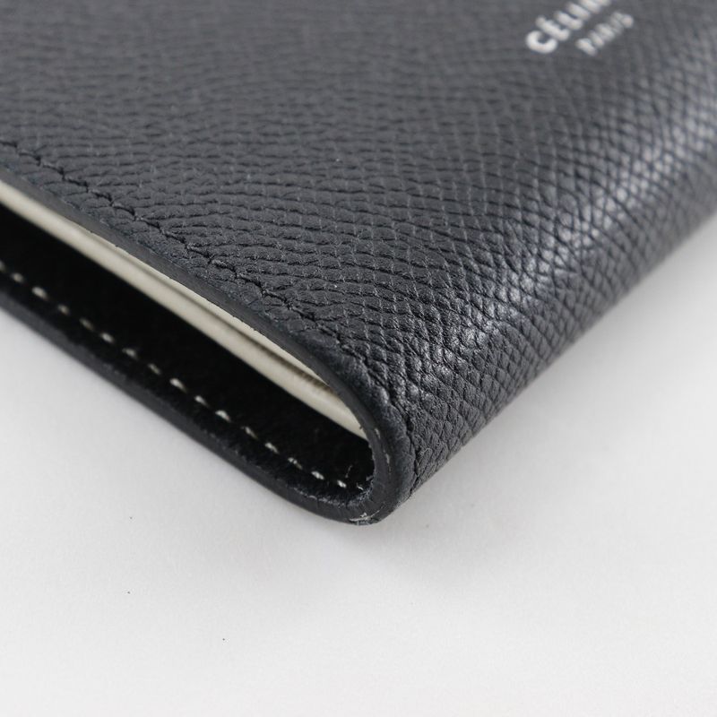 Celine Medium Strap Calf Black Beige Fold Wallet — view 4