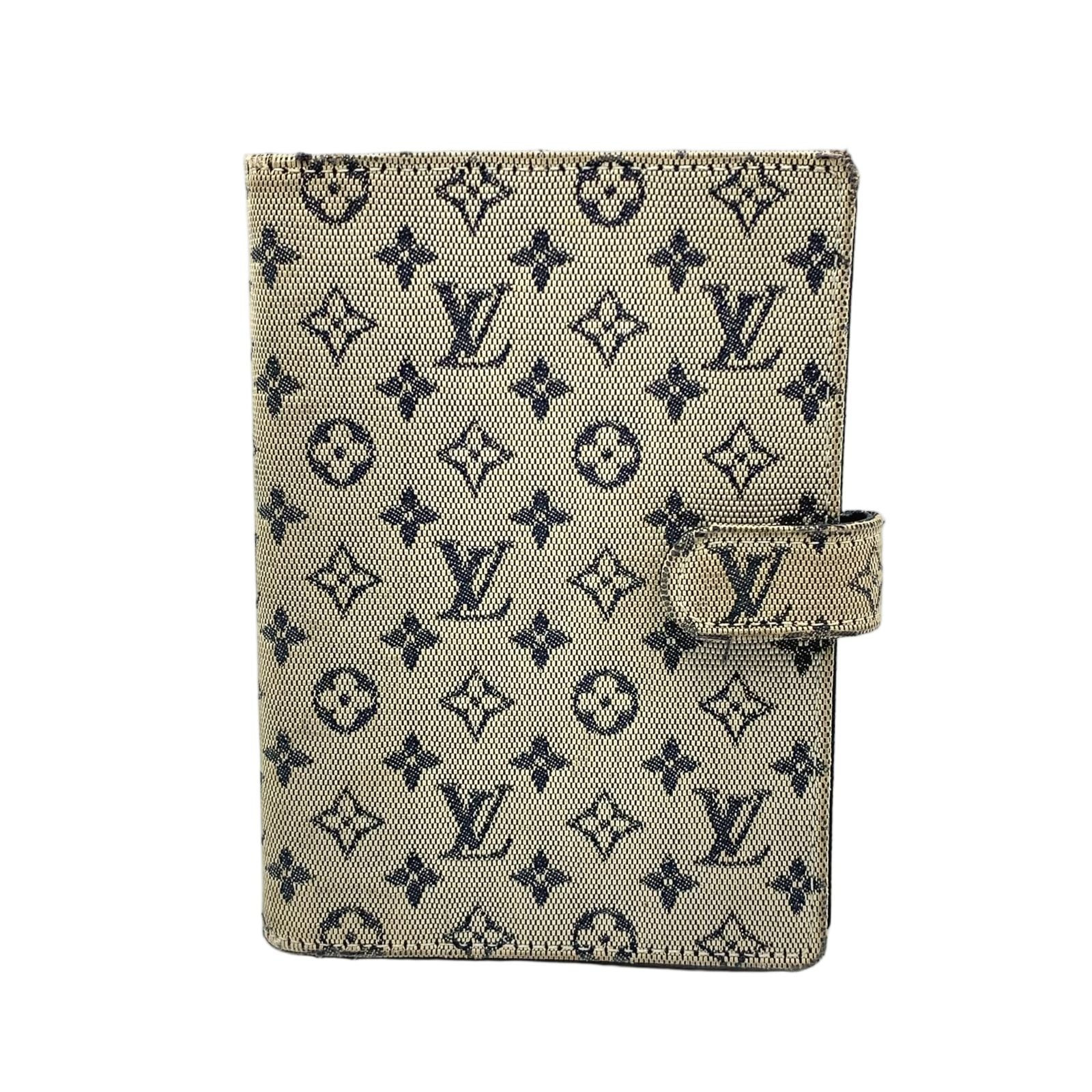 Louis Vuitton Monogram Mini Agenda PM Leather Canvas Navy Notebook Cover Gold