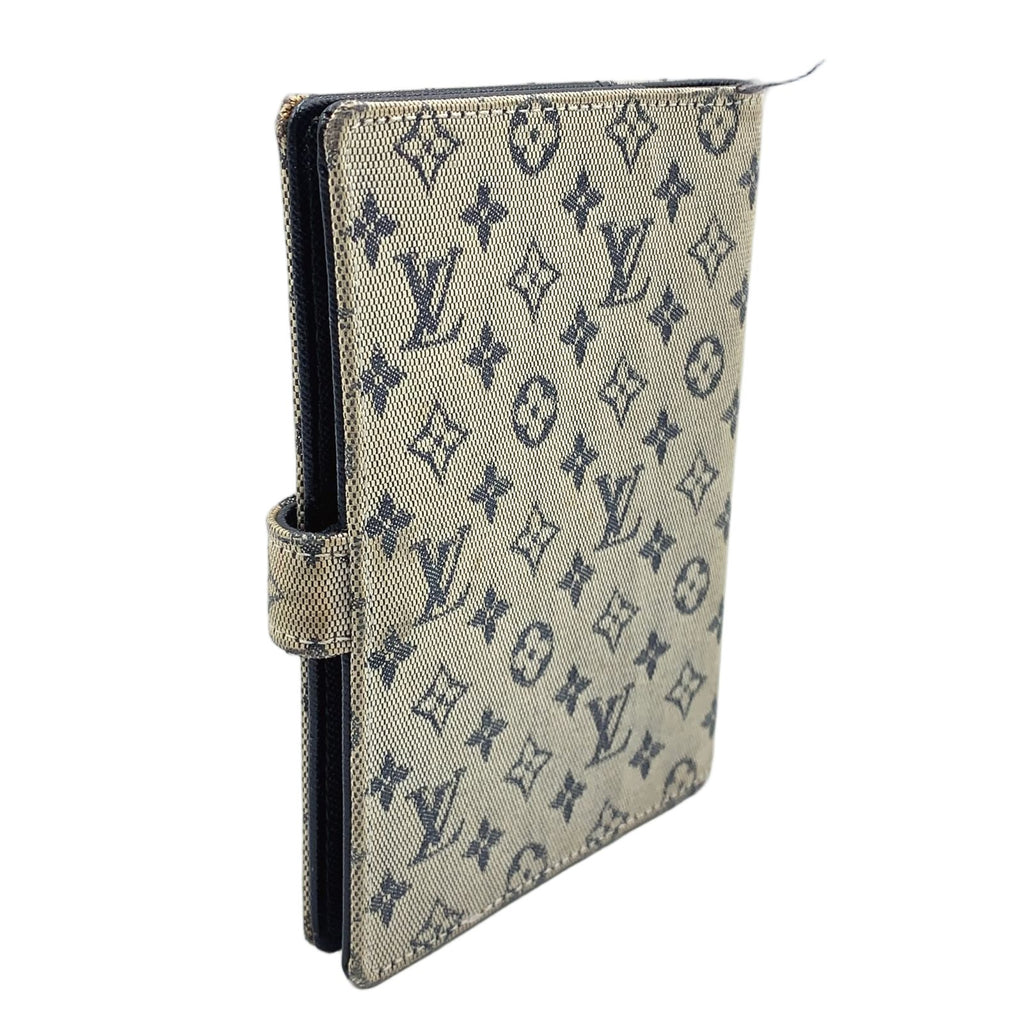 Louis Vuitton Monogram Mini Agenda PM Leather Canvas Navy Notebook Cover Gold — view 2