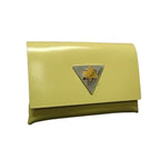 Bottega Veneta Coin Case Triangle Pastel Yellow Leather Turnlock