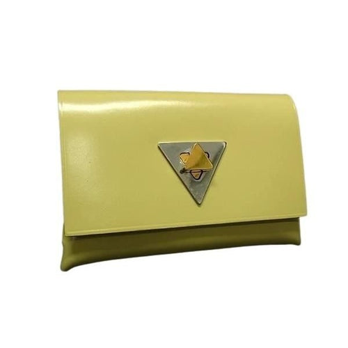 Bottega Veneta Coin Case Triangle Pastel Yellow Leather Turnlock