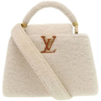 Louis Vuitton Capucines BB Shearling Lamb Leather White Handbag