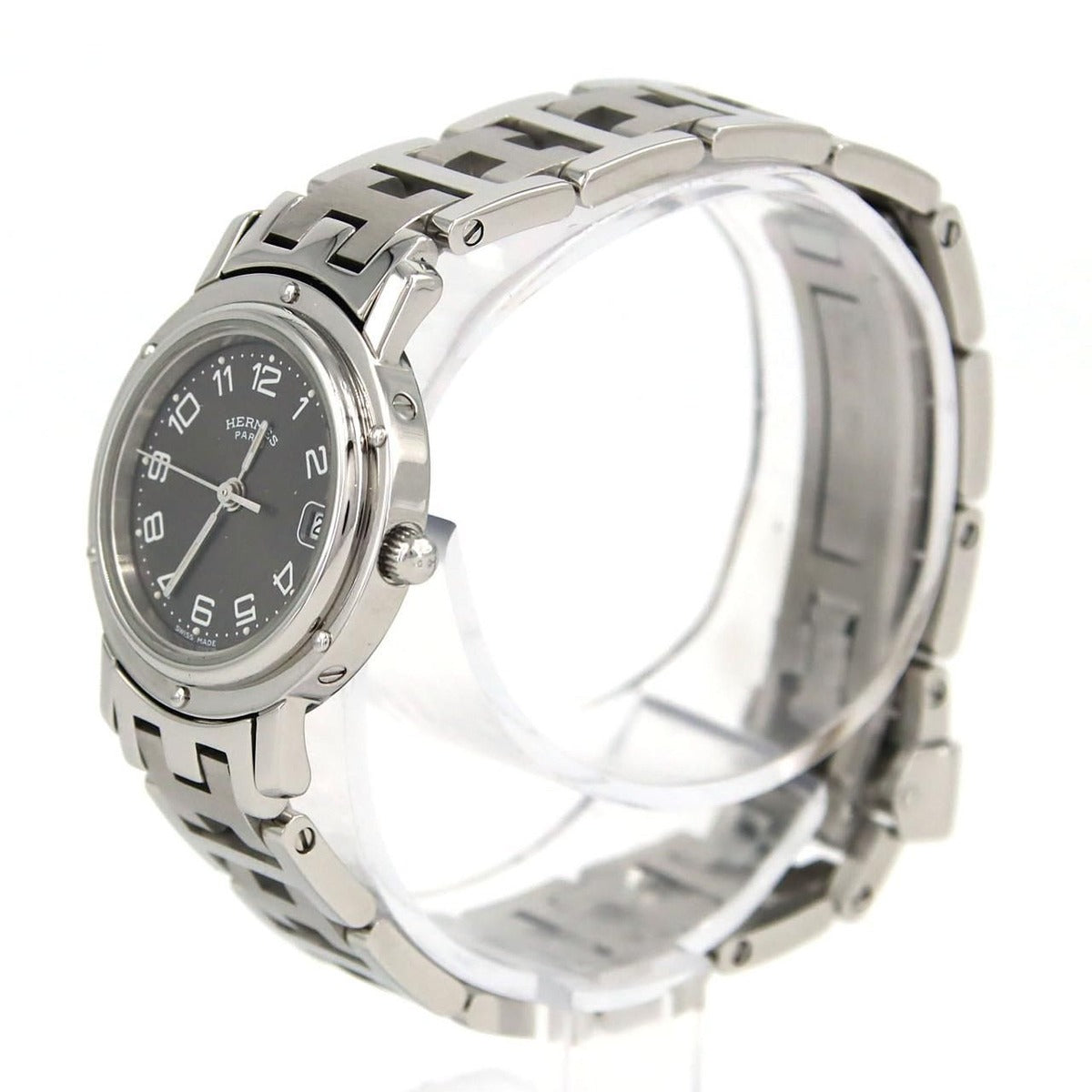 Hermes SS Quartz Bracelet Black Arabic — view 2