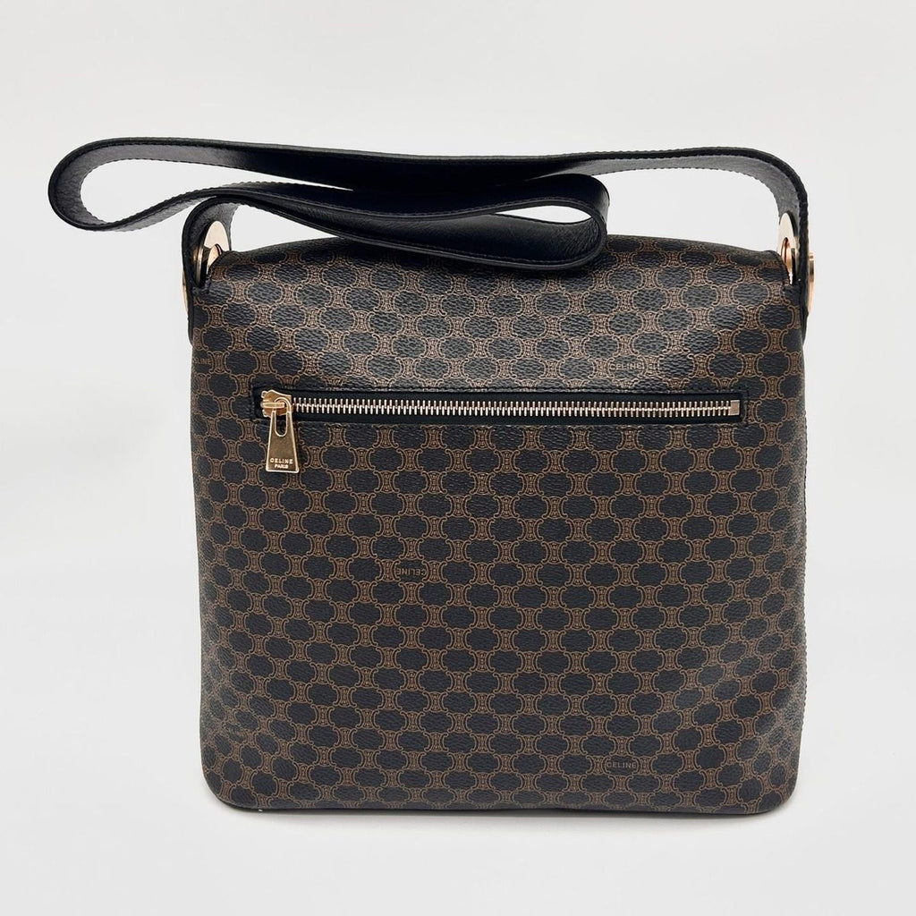 Celine Macadam Blason Pattern Circle Logo Leather Shoulder Bag Tote Black — view 2