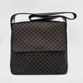 Celine Macadam Blason Pattern Circle Logo Leather Shoulder Bag Tote Black