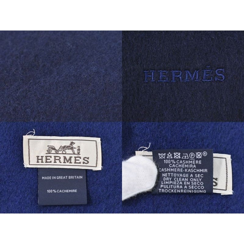 Hermes Cashmere Scarf Navy Clothing Accessories — view 9
