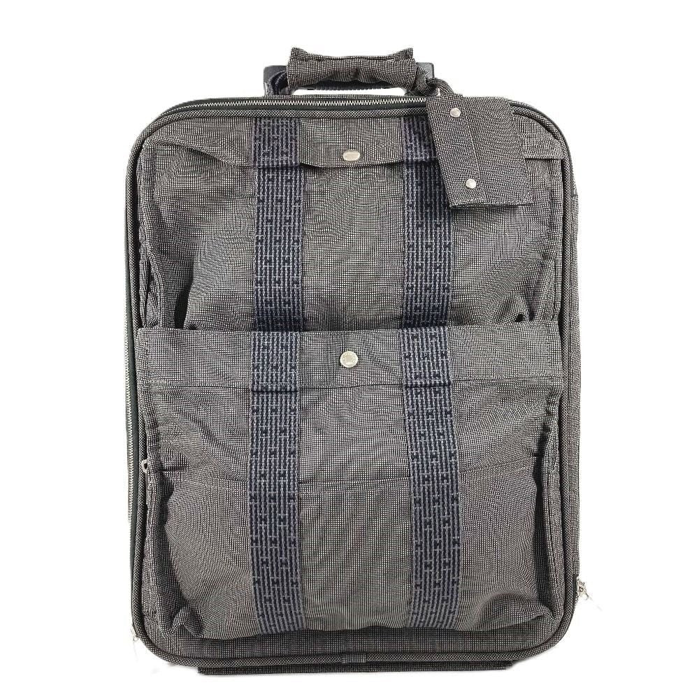 Hermes Travel Bag 2 Wheels Shoes Logo Canvas Gray