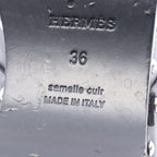 Hermes Sandals Carlotta Kelly Buckle Sabot Black Leather Mouton — view 6