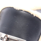 Hermes Sandals Carlotta Kelly Buckle Sabot Black Leather Mouton — view 8