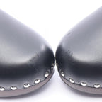 Hermes Sandals Carlotta Kelly Buckle Sabot Black Leather Mouton — view 9