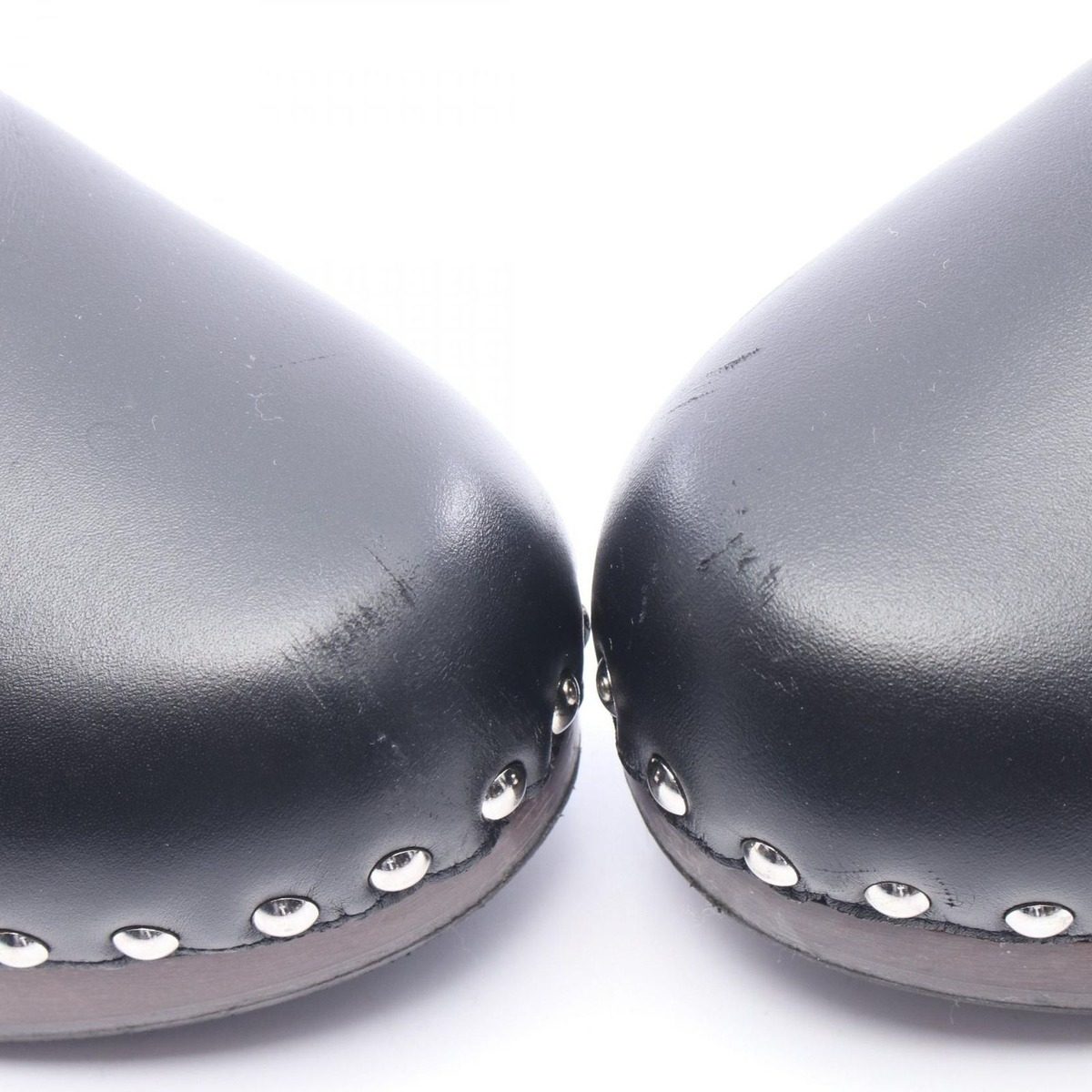 Hermes Sandals Carlotta Kelly Buckle Sabot Black Leather Mouton — view 9