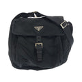 Prada Tessuto Triangle Logo Plate Black Silver Hardware Nylon Leather