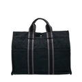 Hermes Fourre Tout MM Tote Handbag Black Gray Canvas