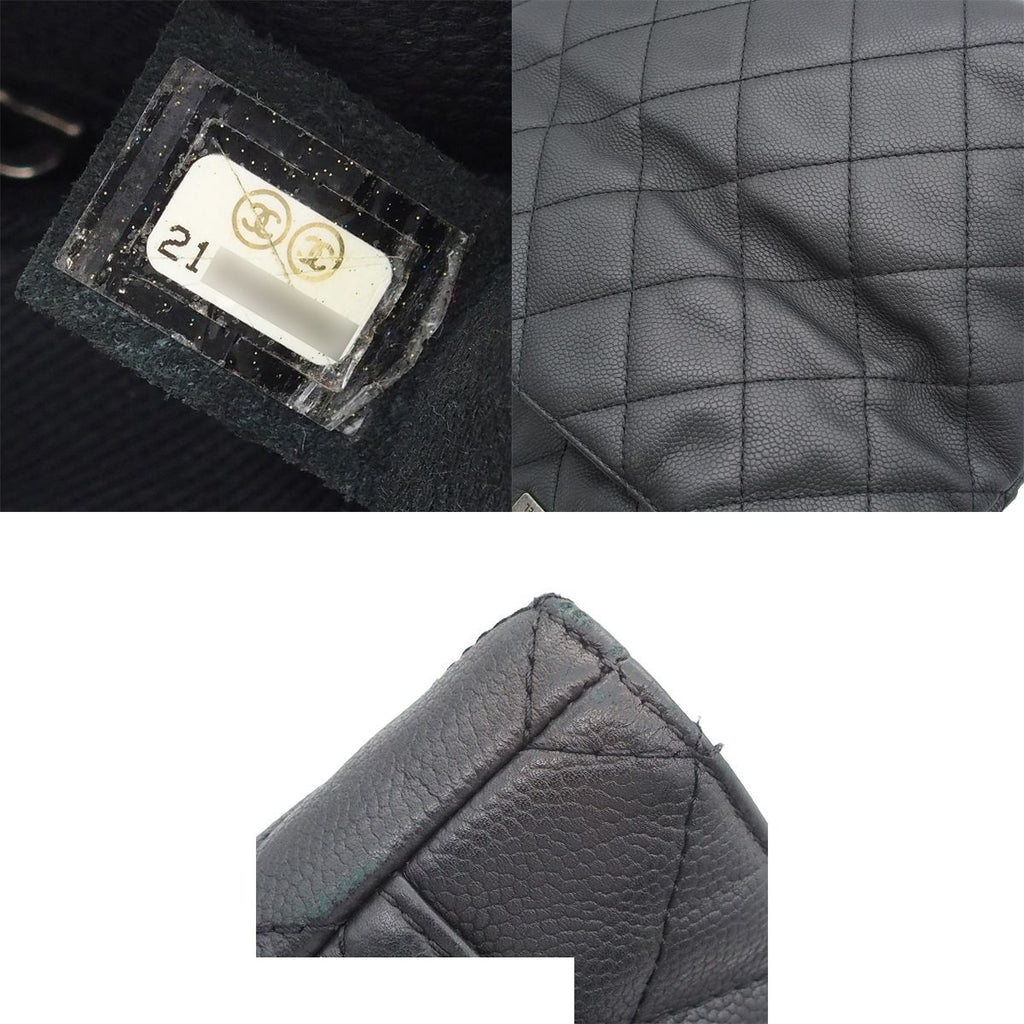 Chanel Chain Black Silver Caviar Leather Quilted CC Logo 2-Way Tote Bag — view 8