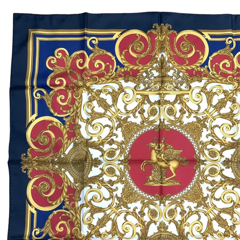 Hermes Scarf Carre 90 les Tuileries Jardin Des Bandana Silk Navy — view 2