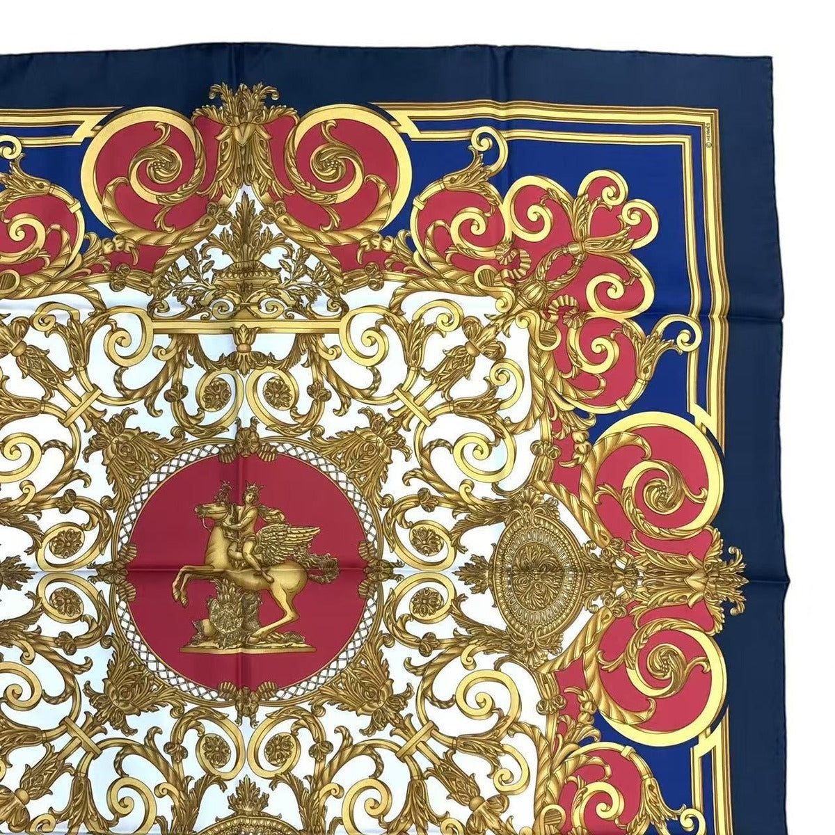 Hermes Scarf Carre 90 les Tuileries Jardin Des Bandana Silk Navy — view 3