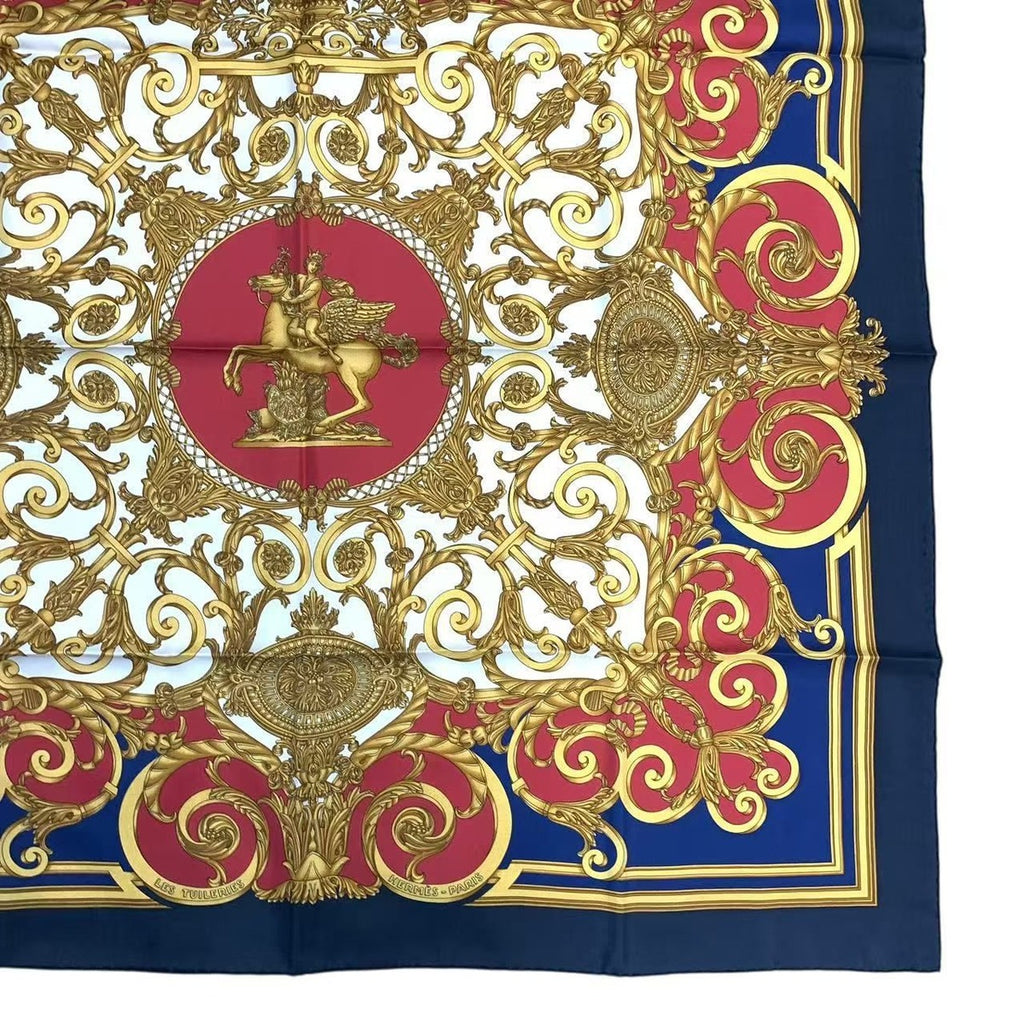 Hermes Scarf Carre 90 les Tuileries Jardin Des Bandana Silk Navy — view 4