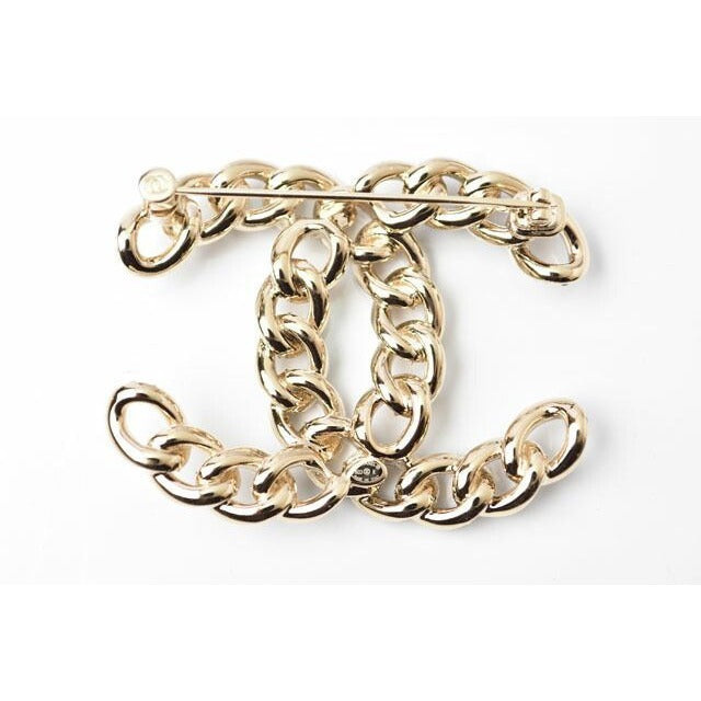 Chanel Brooch Pin Rhinestone Gold Black — view 3