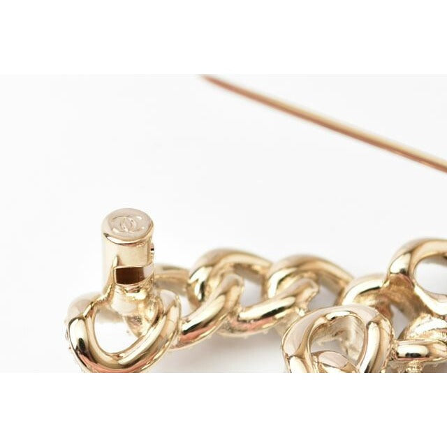 Chanel Brooch Pin Rhinestone Gold Black — view 4