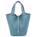 Hermes Handbag Picotin Lock 18 PM Taurillon Clemence New Blue Jean Gold New