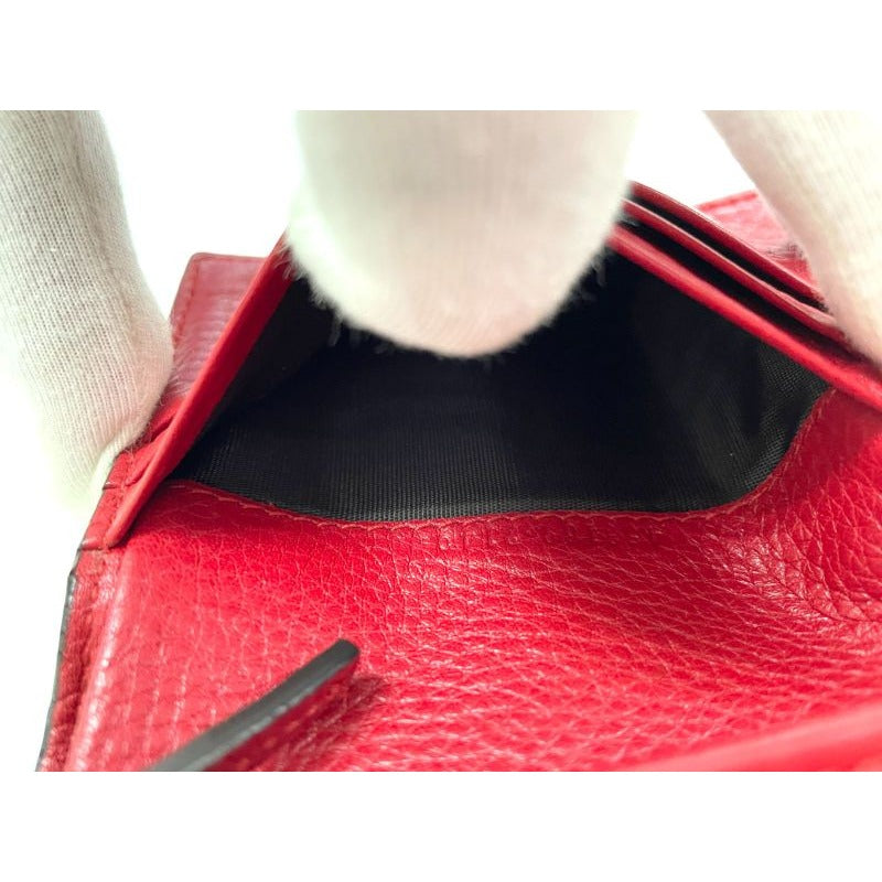 Gucci Animalier Taiga Head Leather Compact Wallet Red — view 7