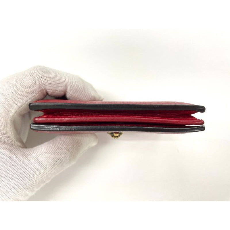 Gucci Animalier Taiga Head Leather Compact Wallet Red — view 3