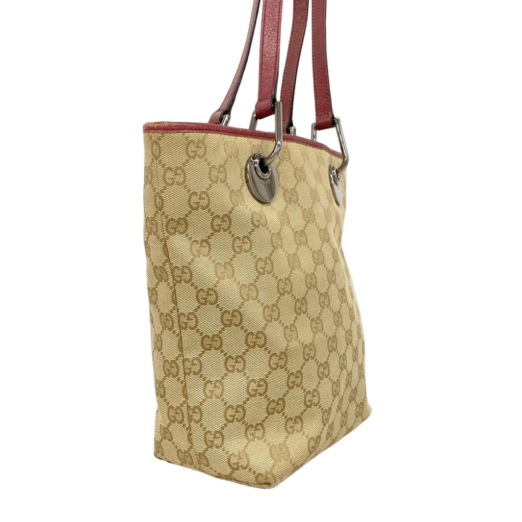 Gucci Tote GG Canvas Beige Bordeaux Silver — view 2