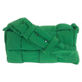 Bottega Veneta Padded Tech Cassette Green Silver Nylon Shoulder Bag