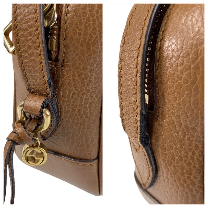 Gucci Brown Gold Hardware GG Canvas Leather Crossbody Bag — view 7
