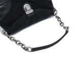 Prada Chain Shoulder Bag Black Silver Nylon Leather — view 4