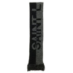 Saint Laurent Paris Logo Fringe Scarf Wool Mohair Alpaca Black Gray
